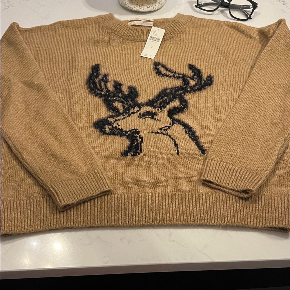 GORGEOUS Anthropologie sweater with deer print NWT Size small. Price is firm